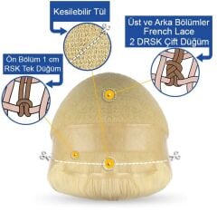 Bayan komple protez modelleri onden arkaya 32 cm kulaktan kulaga 34 cm