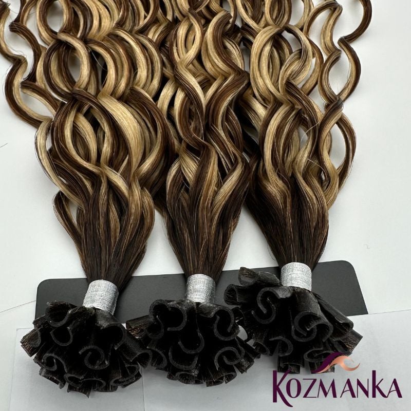 Röfleli Kıvırcık Doğal Keratin Kaynak Saç (60 Adet)