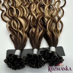 Röfleli Kıvırcık Doğal Keratin Kaynak Saç (60 Adet)