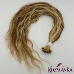 Çift Renkli Keratin Uçlu Doğal Saç (100 Adet) - (Kahverengi - Sarı)