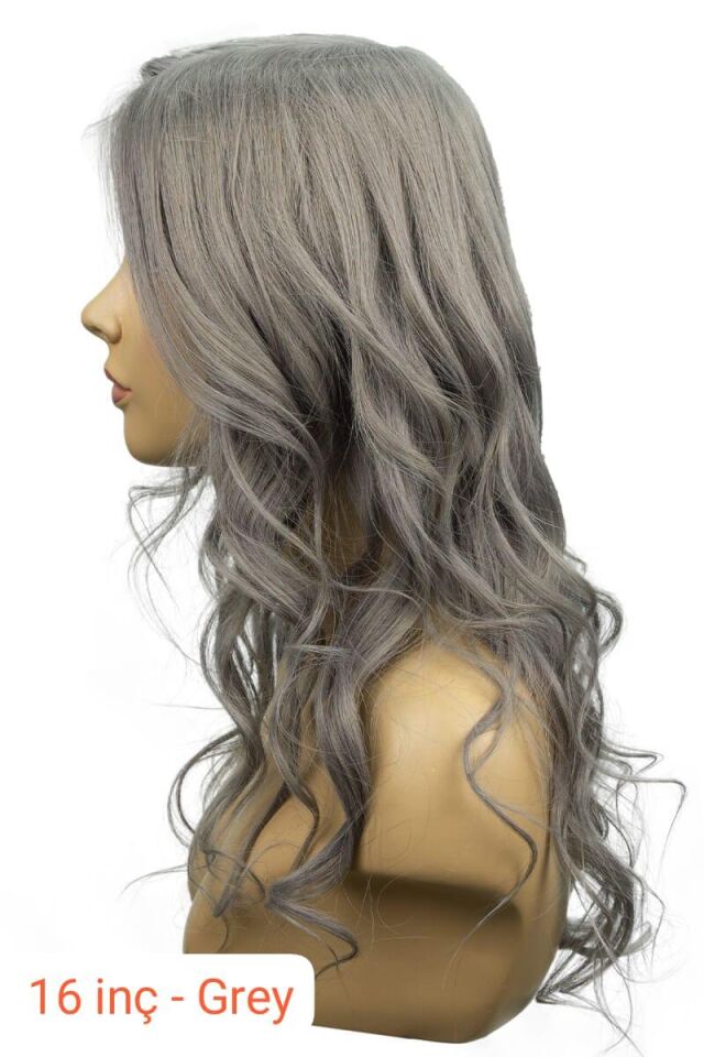 Peruk tul deri gorunumlu GREY 40-50-55-60-79-cm 220-230 gr